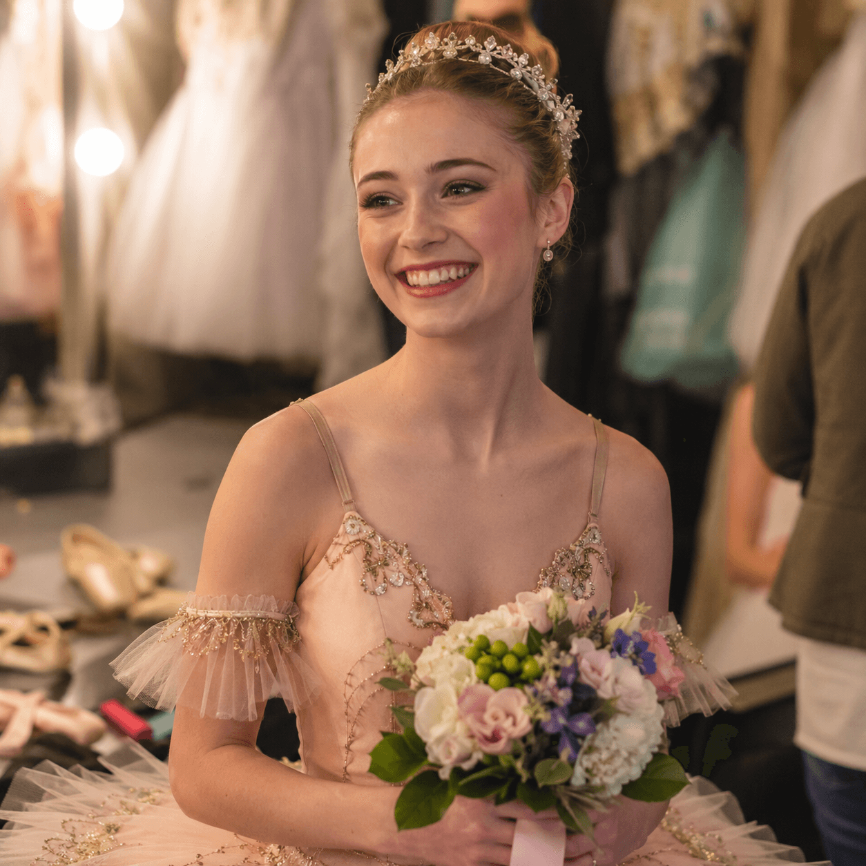 Dancers backstage after a recital.